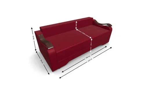 Canapea Extensibila Sally Mini, Rosu/Rosu