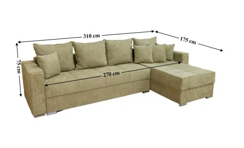 Colțar Extensibil Claudia Mare XXL Bonell Verde Olive - Aragon 35, Interschimbabil