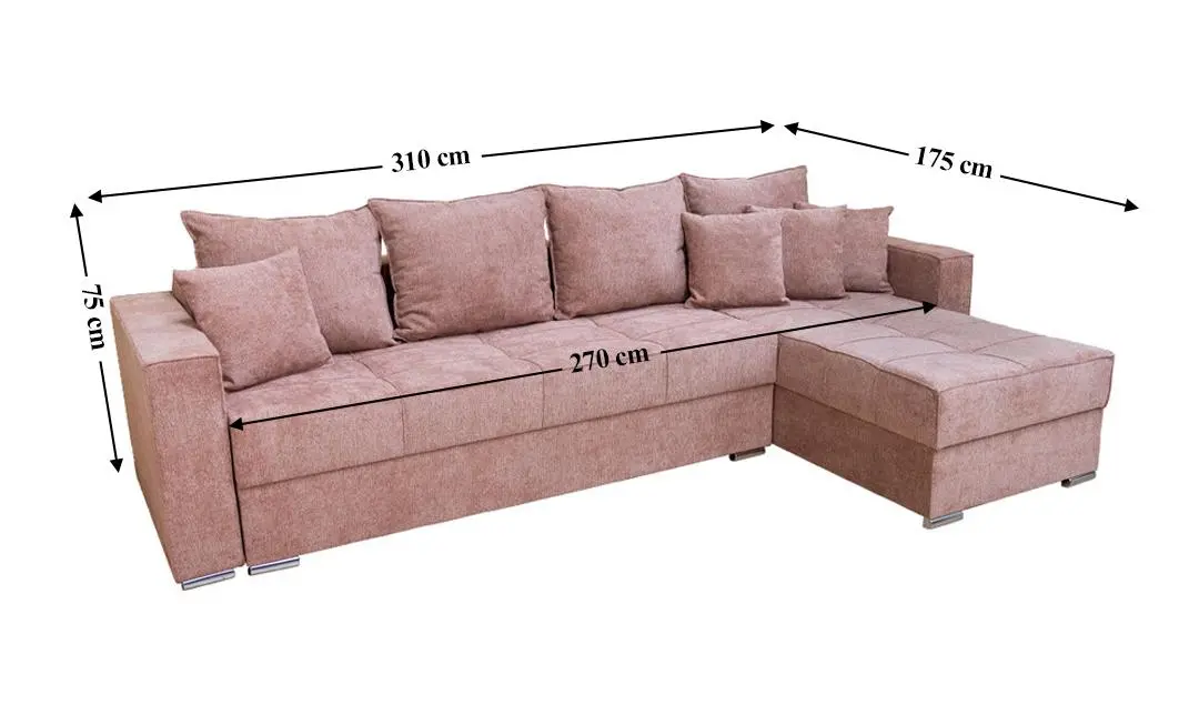 Colțar Extensibil Claudia Mare XXL Memory Roz - Aragon 62, Interschimbabil 3