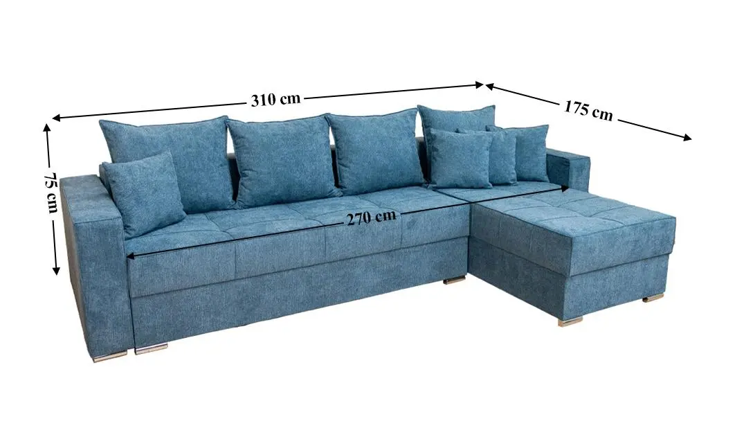 Colțar Extensibil Claudia Mare XXL Bonell Albastru - Aragon 74, Interschimbabil 3