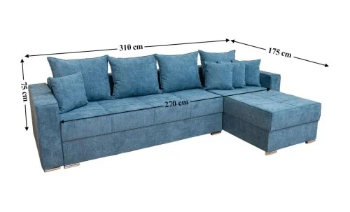 Colțar Extensibil Claudia Mare XXL Bonell Albastru - Aragon 74, Interschimbabil