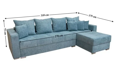 Colțar Extensibil Claudia Mare XXL Memory Albastru Deschis - Aragon 75 Interschimbabil