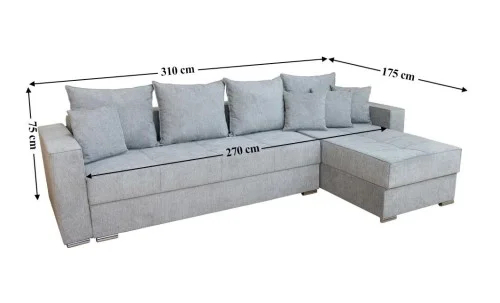 Colțar Extensibil Claudia Mare XXL Bonell Gri - Aragon 83, Interschimbabil
