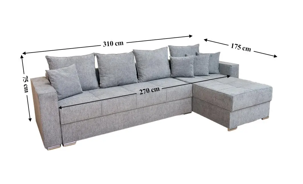 Colțar Extensibil Claudia Mare XXL Memory Gri - Aragon 90, Interschimbabil