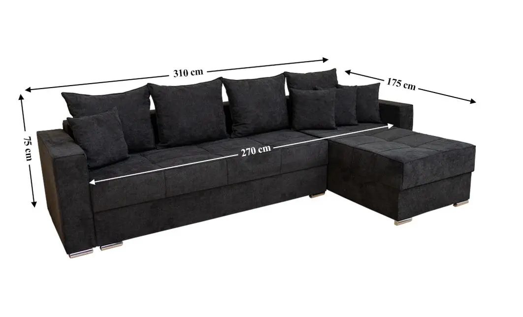 Colțar Extensibil Claudia Mare XXL Bonell Negru - Aragon 99, Interschimbabil 3
