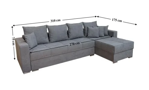Colțar Extensibil Claudia Mare XXL Bonell Gri - Lemon 12, Interschimbabil