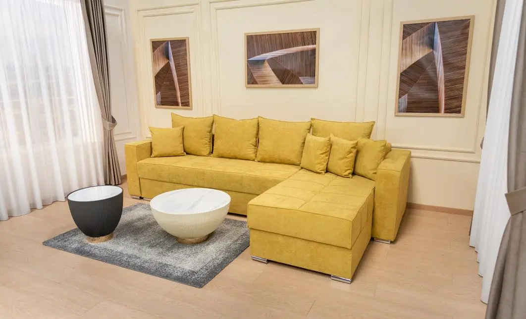 Colțar Extensibil Claudia Mare XXL Memory XXL - Lemon 43, Interschimbabil