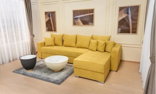 Colțar Extensibil Claudia Mare XXL Memory XXL - Lemon 43, Interschimbabil
