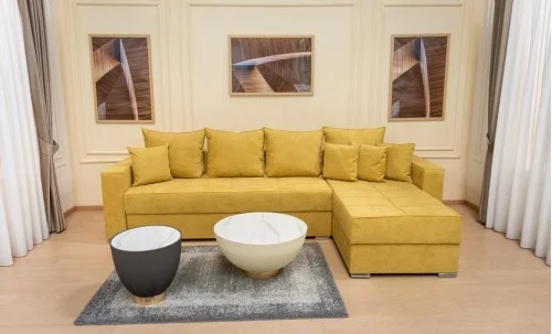Colțar Extensibil Claudia Mare XXL Memory XXL - Lemon 43, Interschimbabil