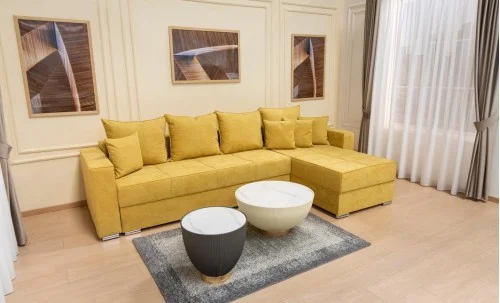 Colțar Extensibil Claudia Mare XXL Memory XXL - Lemon 43, Interschimbabil