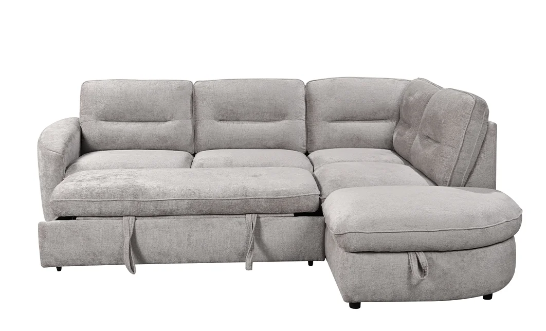 Colțar Extensibil Harmony KF7906  cu Ladă Depozitare, Șezlong Dreapta, Gri Deschs 2