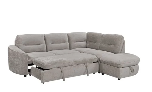 Colțar Extensibil Harmony KF7906  cu Ladă Depozitare, Șezlong Dreapta, Gri Deschs