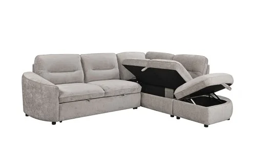 Colțar Extensibil Harmony KF7906  cu Ladă Depozitare, Șezlong Dreapta, Gri Deschs