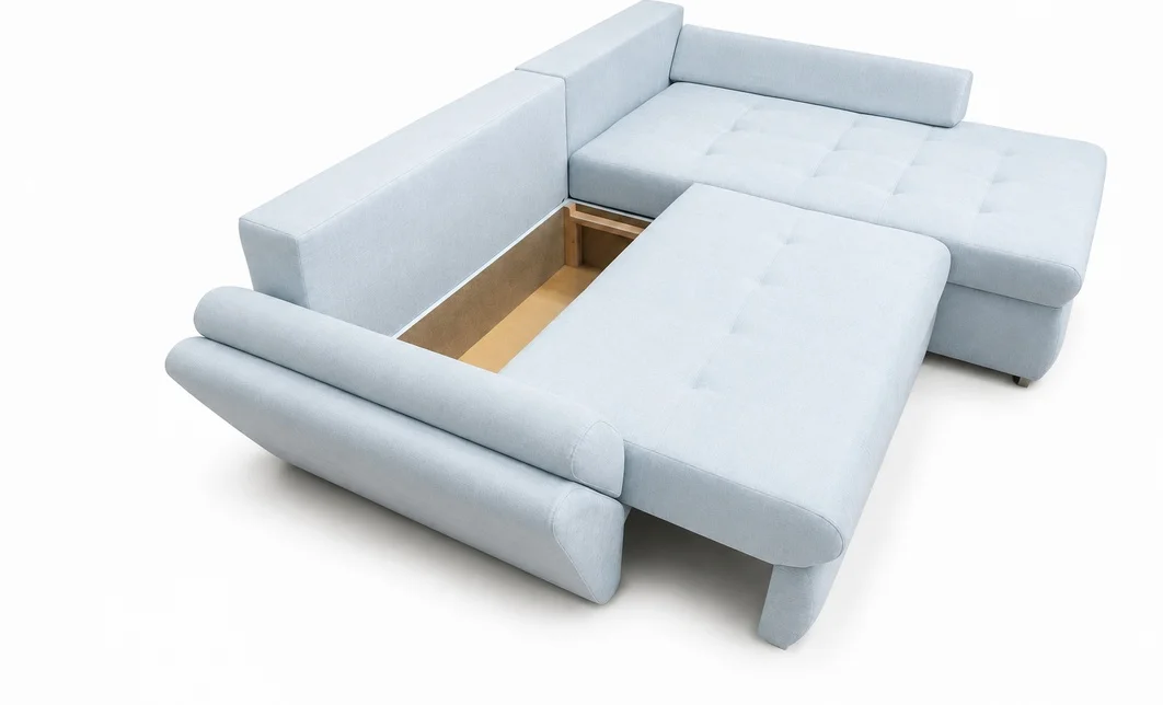 Colțar Extensibil Confort cu Spumă HR, Bleu Deschis 8