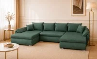 Colțar Extensibil Confort U cu Spumă HR, Verde Mentă  9