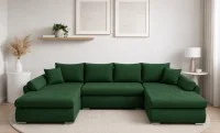 Colțar Extensibil Confort U cu Spumă HR, Verde Smarald
