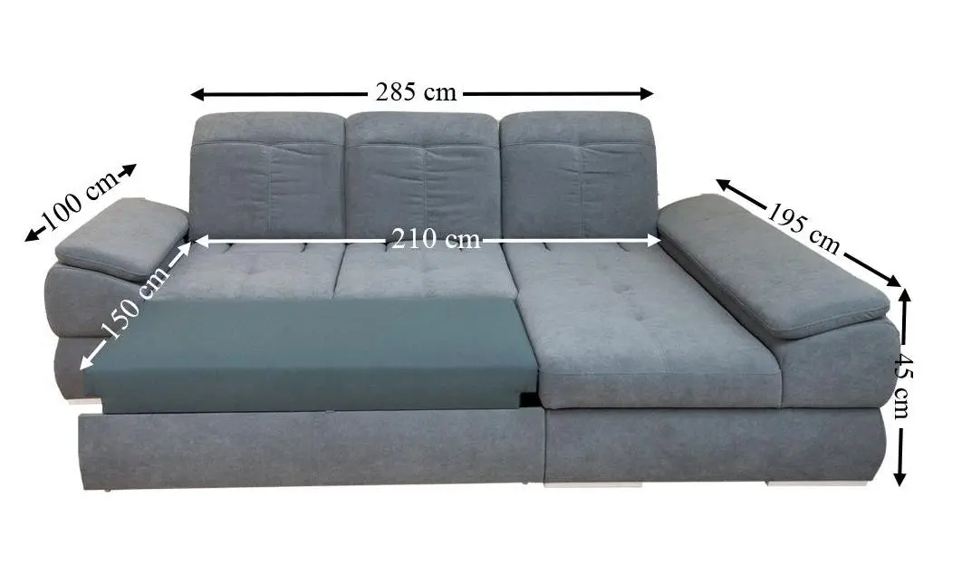 Colțar Extensibil Denver 2 Gri Deschis- Vega 33 Dreapta 2