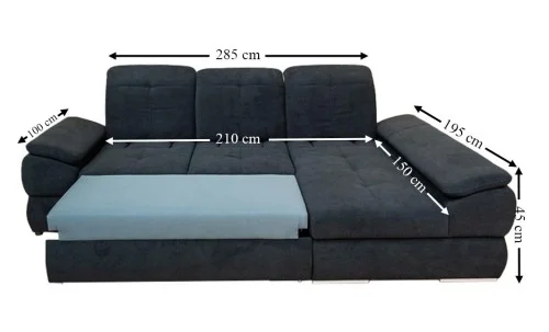 Colțar Extensibil Denver 2 Negru - Vega 70 Dreapta