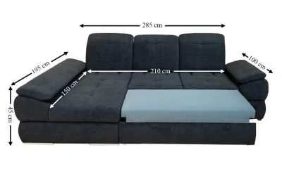 Colțar Extensibil Denver 2 Negru - Vega 70 Stânga