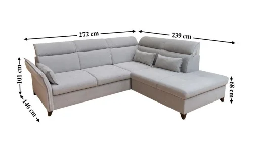 Colțar Extensibil Barry Gri Deschis - Vega 04 Dreapta