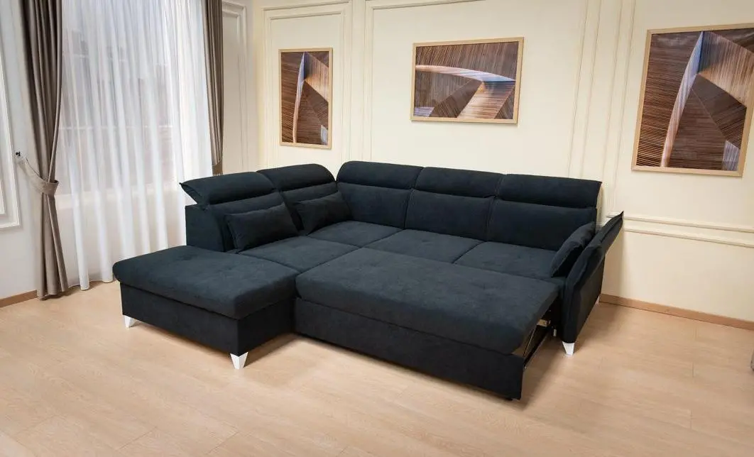 Colțar Extensibil Barry Negru - Vega 70 Dreapta