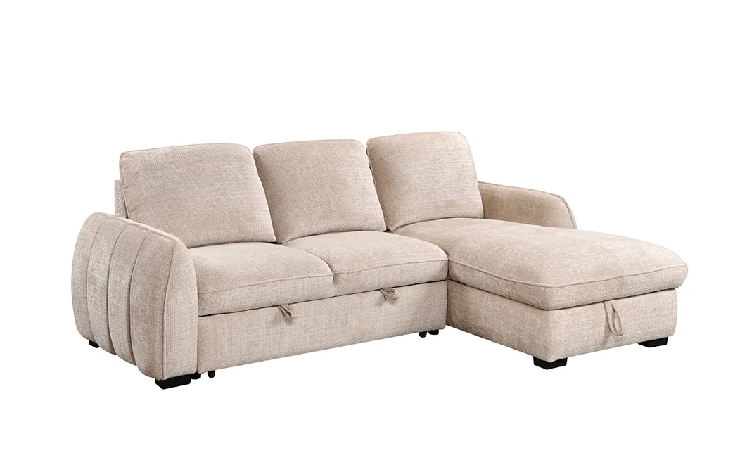 Colțar Extensibil Cremona KF7942 cu Ladă Depozitare, Șezlong Dreapta, Bej 3