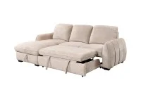 Colțar Extensibil Cremona KF7942 cu Ladă Depozitare, Șezlong Stânga, Bej 6