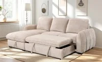 Colțar Extensibil Cremona KF7942 cu Ladă Depozitare, Șezlong Stânga, Bej 2