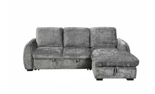 Colțar Extensibil Cremona KF7942 cu Ladă Depozitare, Șezlong Dreapta, Gri