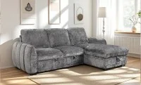 Colțar Extensibil Cremona KF7942 cu Ladă Depozitare, Șezlong Dreapta, Gri