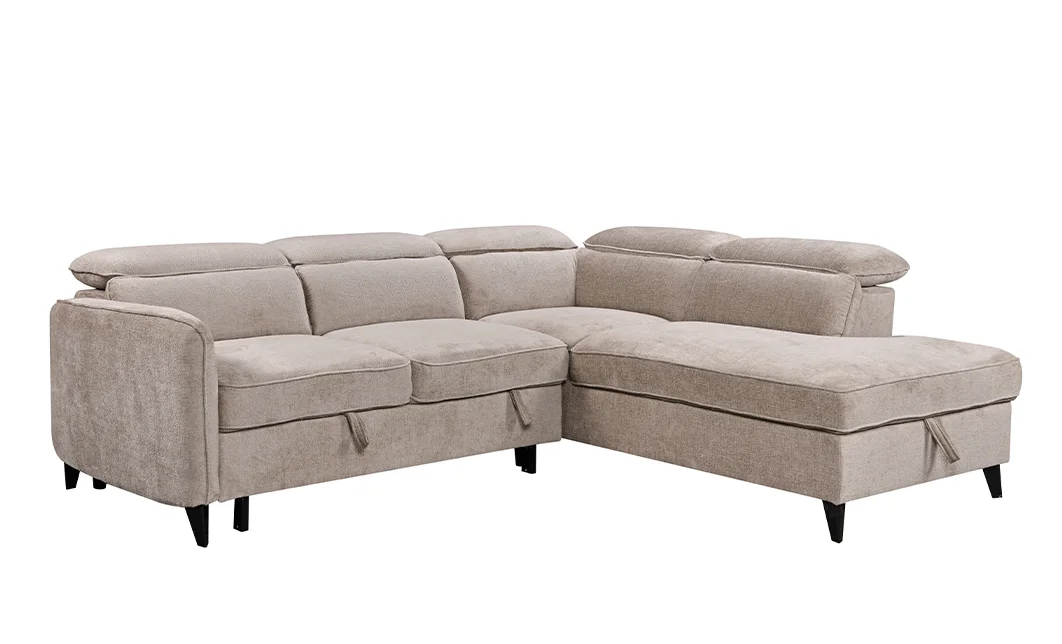 Colțar Extensibil Harmony KF7905 cu Ladă Depozitare, Șezlong Dreapta, Gri Deschis 3