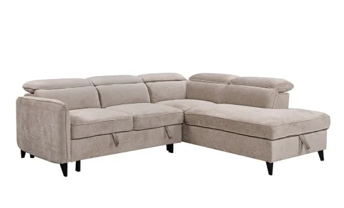 Colțar Extensibil Harmony KF7905 cu Ladă Depozitare, Șezlong Dreapta, Gri Deschis