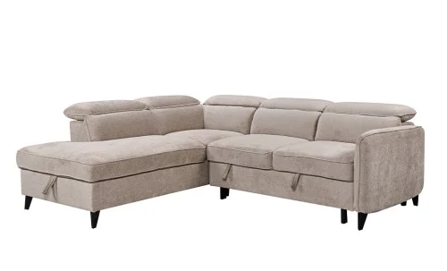 Colțar Extensibil Harmony KF7905 cu Ladă Depozitare, Șezlong Stânga, Gri Deschis
