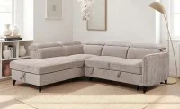 Colțar Extensibil Harmony KF7905 cu Ladă Depozitare, Șezlong Stânga, Gri Deschis