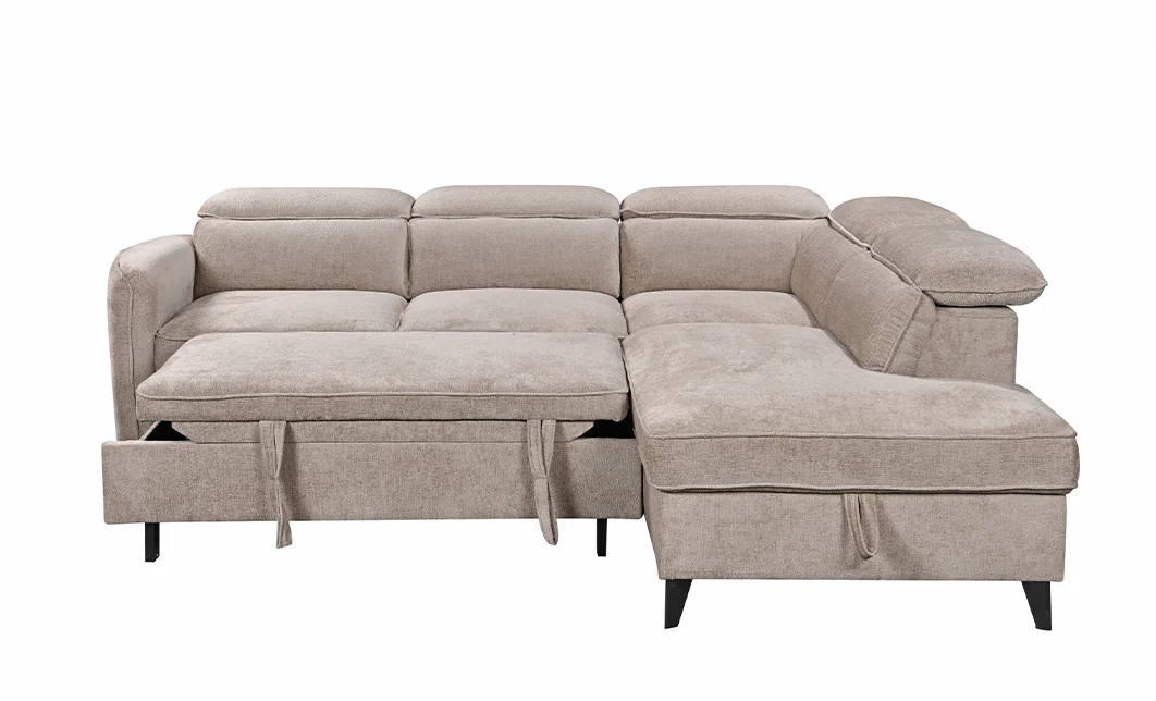 Colțar Extensibil Harmony KF7905 cu Ladă Depozitare, Șezlong Dreapta, Gri Deschis 4