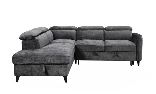 Colțar Extensibil Harmony KF7905 cu Ladă Depozitare, Șezlong Stânga, Gri Închis