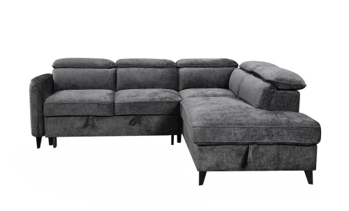 Colțar Extensibil Harmony KF7905 cu Ladă Depozitare, Șezlong Dreapta, Gri Închis