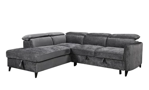 Colțar Extensibil Harmony KF7905 cu Ladă Depozitare, Șezlong Stânga, Gri Închis