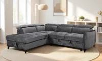 Colțar Extensibil Harmony KF7905 cu Ladă Depozitare, Șezlong Stânga, Gri Închis