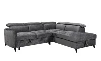 Colțar Extensibil Harmony KF7905 cu Ladă Depozitare, Șezlong Dreapta, Gri Închis 3