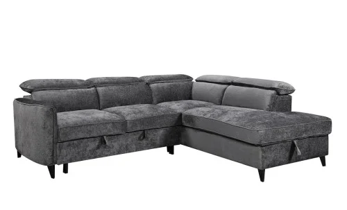 Colțar Extensibil Harmony KF7905 cu Ladă Depozitare, Șezlong Dreapta, Gri Închis