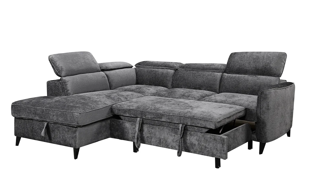 Colțar Extensibil Harmony KF7905 cu Ladă Depozitare, Șezlong Stânga, Gri Închis 6