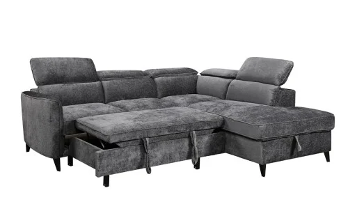 Colțar Extensibil Harmony KF7905 cu Ladă Depozitare, Șezlong Dreapta, Gri Închis