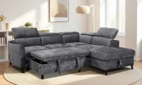 Colțar Extensibil Harmony KF7905 cu Ladă Depozitare, Șezlong Dreapta, Gri Închis 2