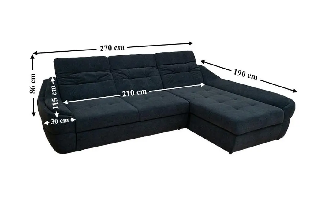 Colțar Extensibil Space Negru- Vega 70 Stânga 3