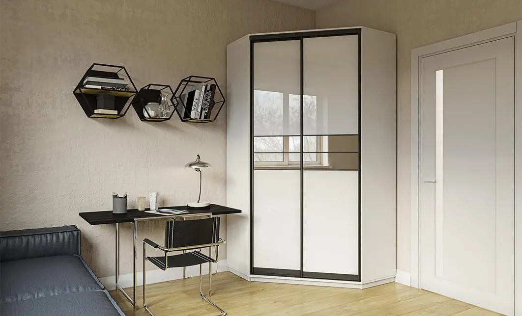 Dulap Personalizat de Colt Oglinda/Alb, 150 x 150