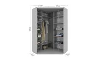 Dulap Personalizat de Colt Oglinda/Alb, 140 x 140