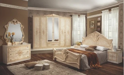 Dormitor Clasic Amalfi Beige cu Dulap 6 Uși