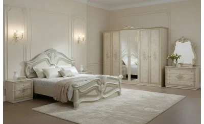 Dormitor Clasic Amalfi Beige cu Dulap 6 Uși