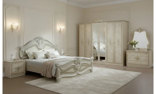 Dormitor Clasic Amalfi Beige cu Dulap 6 Uși